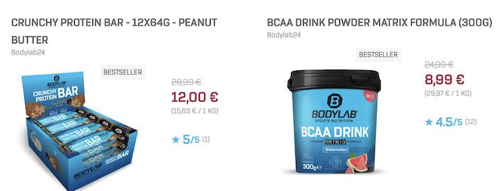 💪 Bodylab Lagerabverkauf   z.B. BCAA Drink Powder 8,99€ (statt 14€)