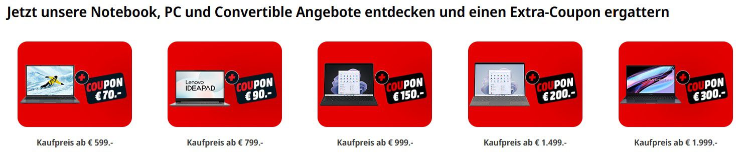 🔥 MediaMarkt Coupon Days mit bis 300€ als Direktabzug auf den Kauf