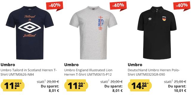 Umbro Sport Sale   z.B. Langarm Trikots je nur 4,44€ (statt 20€)