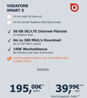 Apple iPhone 15 Plus für 195€ + Vodafone Allnet 50GB für 39,99€ mtl. + 100€ Bonus