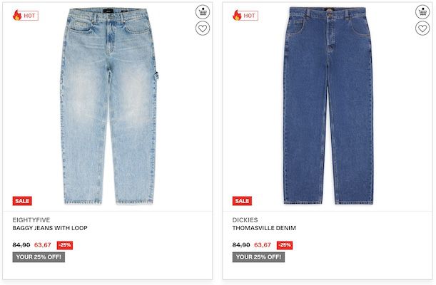 25% Rabatt auf Marken Hosen & Shorts   z.B. Eightyfive Baggy 59,92€ (statt 76€)