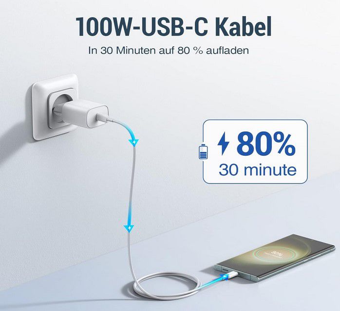 Doppelpack: Ankoda A15 Schnellladekabel USB C 1,8m für 3,84€ (statt 11€)