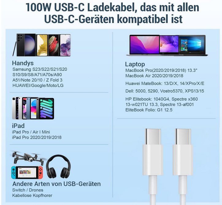 Doppelpack: Ankoda A15 Schnellladekabel USB C 1,8m für 3,84€ (statt 11€)
