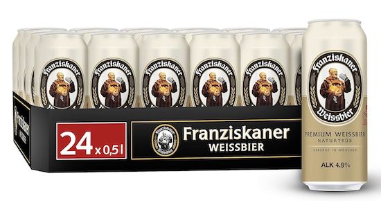 24x Franziskaner Hefe Weizen Weissbier Dosenbier für 18,99€ (statt 26€)