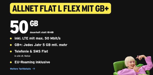🔥 Telekom Allnet + 50GB LTE50 für 27€ mtl. + jedes Jahr 5GB mtl. mehr