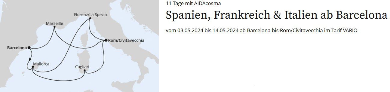 AIDA Last Minute   z.B. 5 Tage Schweden & Dänemark mit AIDAmar ab 499€ p.P.