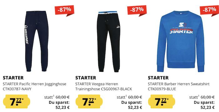 🔥 Starter Sale mit Hoodies/Pullover & Jogginghosen je nur 6,92€