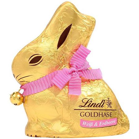 Lindt Goldhase in Weiß mit Erdbeerstückchen, 100g für 3,39€ (statt 4,39€)