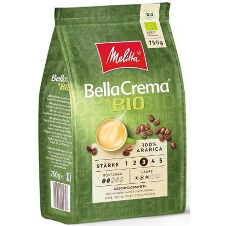 Melitta BellaCrema Bio Ganze Bohnen, Stärke 3, 750g ab 9,89€ (statt 16€)