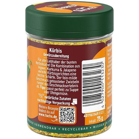 Fuchs Gewürze Kürbis Gewürz, 75g ab 2,66€ (statt 4€)