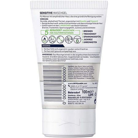 NIVEA MEN Sensitive Waschgel ohne Alkohol, 100ml ab 2,39€ (statt 4€)