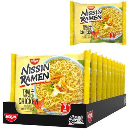 10er Pack Nissin Ramen Thai Roasted Chicken, je 65g ab 5,51€ (statt 7€)