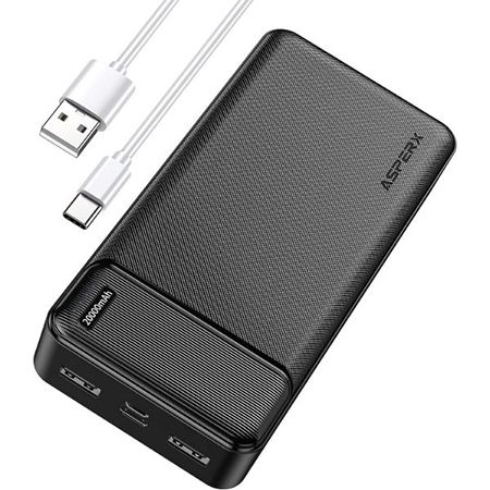 AsperX USB A/C Powerbank mit 20.000mAh & Schnellladefunktion für 14,99€ (statt 30€)