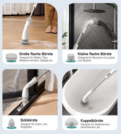 Elektr. Reinigungsbürste mit 4 Bürstenköpfe & 400 U/min für 28,79€ (statt 48€)