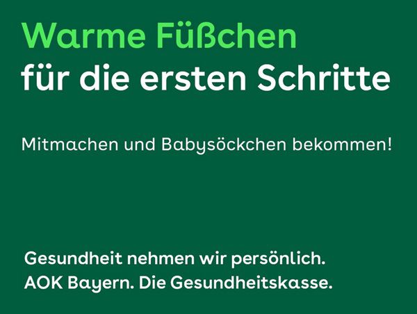 🧦 Lokal: Gratis Babysöckchen bei der AOK Bayern
