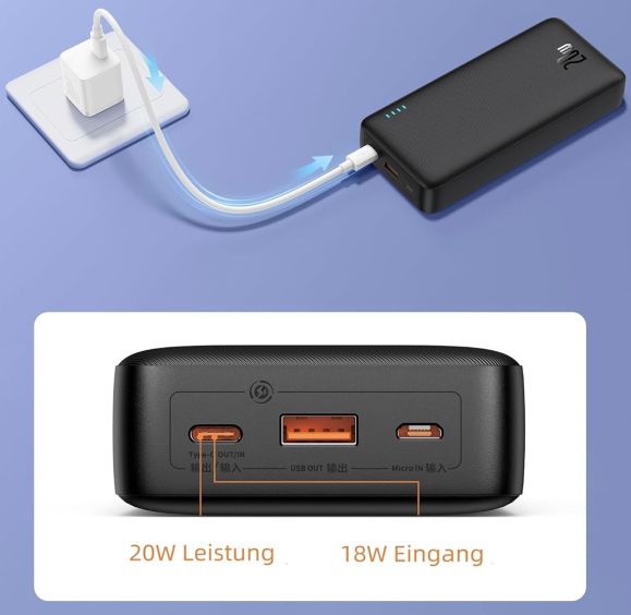 Baseus 20.000 mAh Powerbank mit 20W PD QC für 19,59€ (statt 30€)