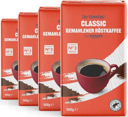 Our Essentials by Amazon Classic Gemahlener Röstkaffee 4 x 500g für 15€ (statt 18€)
