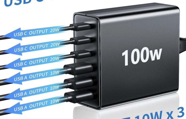 FINIBO USB C 100W Ladegerät mit 6 Ports für 16,79€ (statt 24€)