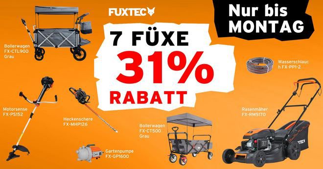 Fuxtec: 31% Rabatt auf Topseller   z.B. FX CT500 Bollerwagen für 121,51€ (statt 152€)