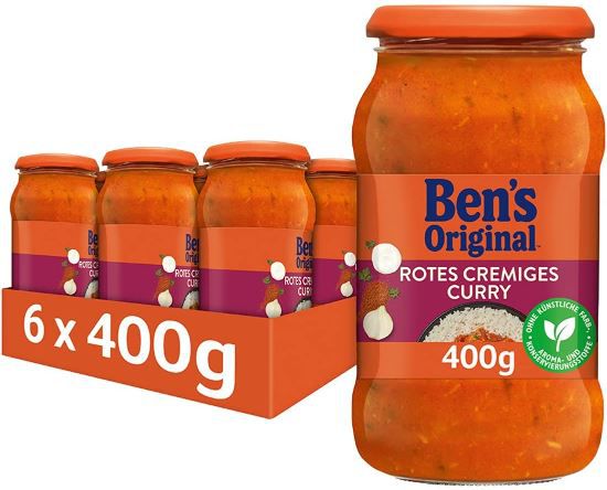 6er Pack Bens Original Rotes Cremiges Curry Sauce, je 400g ab 10,79€ (statt 15€)