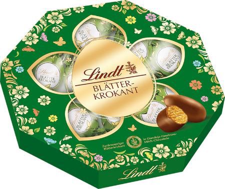 Lindt Blätterkrokant Eier mit Gianduja Haselnuss Milch Schokolade, 170g für 7,21€ (statt 10€)