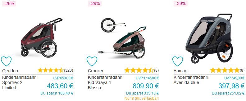 Babymarkt: 10% Rabatt auf Fahrradanhänger   z.B. hamax Outback für 592€ (statt 661€)