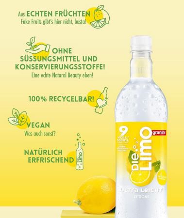 6er Pack Granini Die Limo Ultra Leicht Zitrone, je 1L für 8,11€