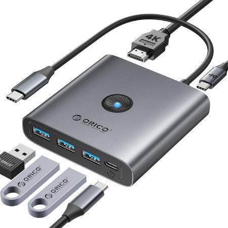 ORICO 6 in 1 USB C Docking Station mit 100W PD, 4K@30Hz für 15,99€ (statt 30€)