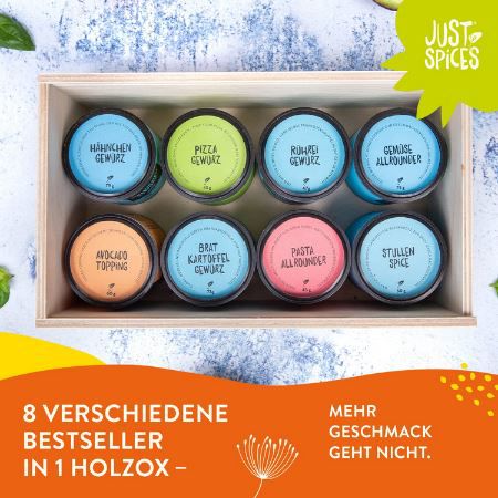 Just Spices Top 8 Gewürze Set in Holzbox für 24,79€ (statt 40€)