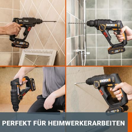 WORX WX390.9 SDS plus 20V Bohrhammer mit 1,2J für 71,95€ (statt 90€)