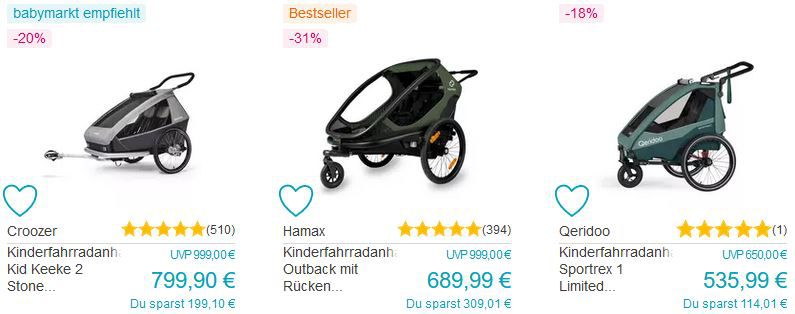 Babymarkt: 10% Rabatt auf Fahrradanhänger   z.B. hamax Outback für 621€ (statt 690€)