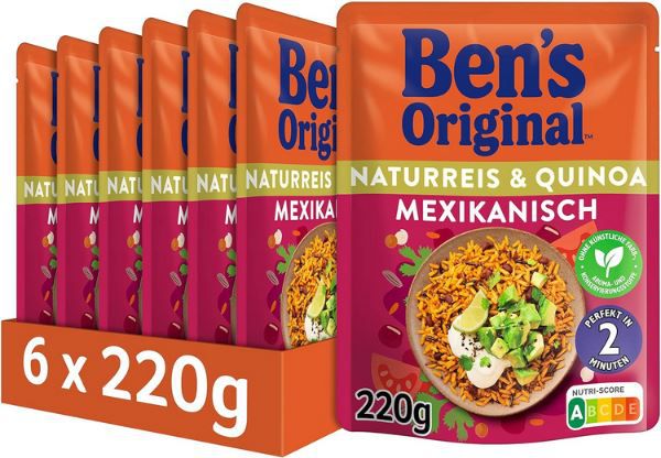 6er Pack Bens Express Reis & 3 Korn Mix mit Quinoa, Mexikanisch ab 9,89€ (statt 14€)