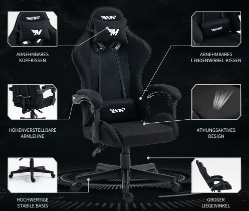 MUWO MystiX E Sports Gamingstuhl mit Wippfunktion ab 79,74€ (statt 119€)