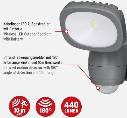 Brennenstuhl Lufos Batterie LED Strahler mit Bewegungsmelder für 29,69€ (statt 37€)