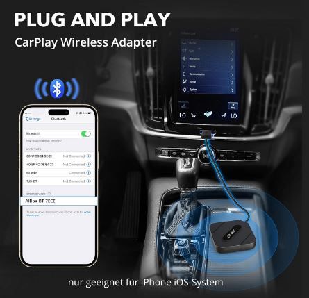 Lofir Carplay Wireless Adapter (2024) ab 2015 & iPhone 6+ für 29,50€ (statt 59€)