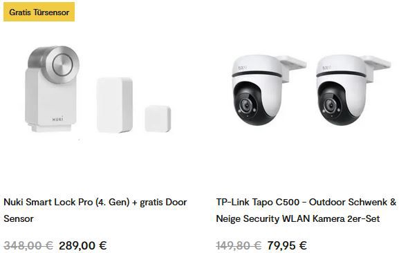 🔥 Tink Smart Home Tage   z.B. Nuki Smart Lock Pro (4. Gen) + Door Sensor für 289€ (statt 321€)