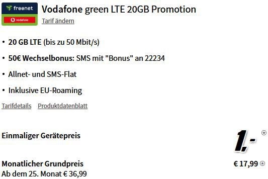 Top! 🔥 Samsung Galaxy S23 FE für 1€ + Vodafone Flat mit 20GB für 17,99€ mtl. + 50€ Bonus