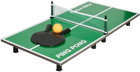 Ping Pong Mini Tischtennisplatte mit Schlägern & Netz für 12,83€ (statt 31€)