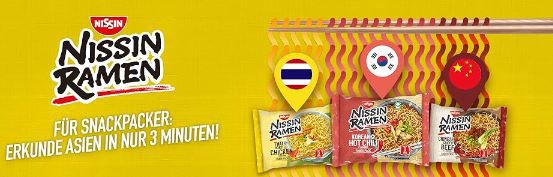 10er Pack Nissin Ramen Thai Roasted Chicken, je 65g ab 5,51€ (statt 7€)