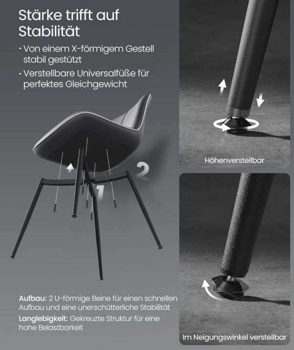 2x VASAGLE Esszimmerstuhl aus Kunstleder mit Stahlbeinen für 63,99€ (statt 80€)