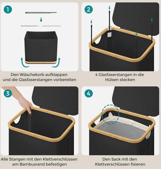 SONGMICS faltbarer Wäschekorb (90L) mit Deckel für 20,99€ (statt 27€)