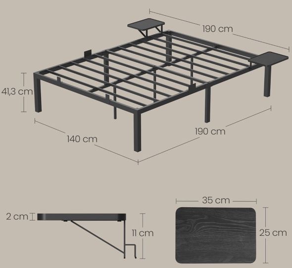 VASAGLE Doppelbettgestell aus Metall (140 x 190 cm) für 59,99€ (statt 78€)