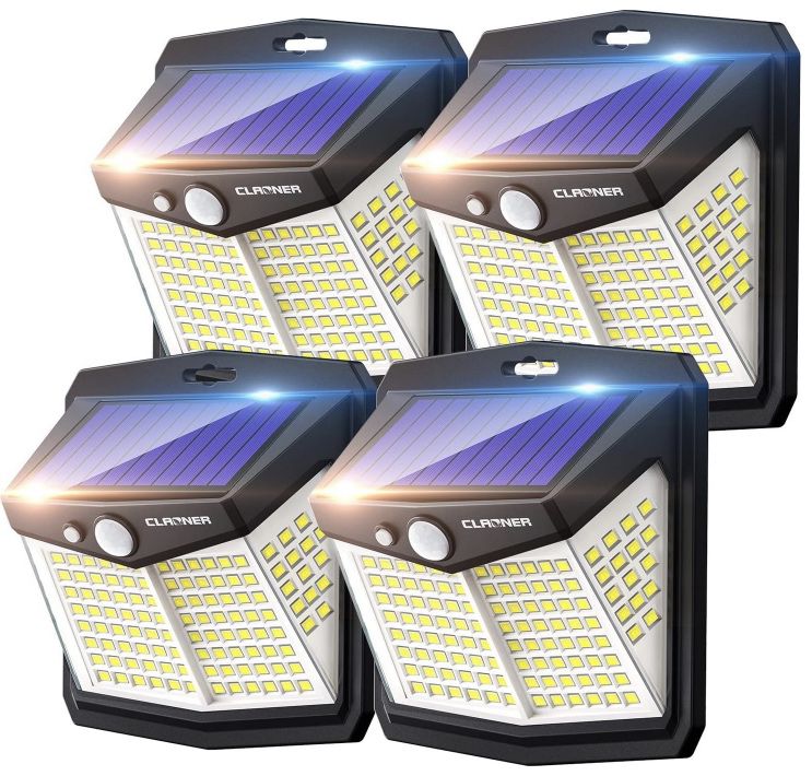 4x Claoner Solar Außenlampe mit 128 LEDs für 17,99€ (statt 30€)