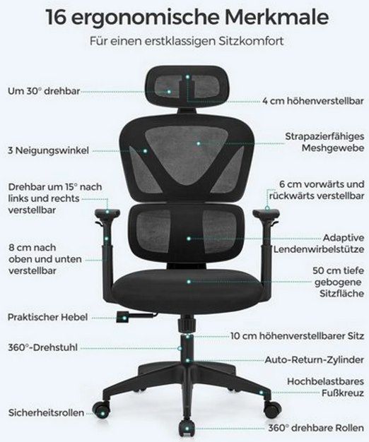 SONGMICS Bürostuhl mit verstellbarer Rückenlehne für 85,99€ (statt 120€)