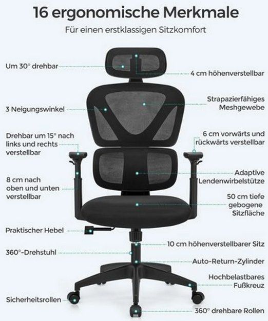 SONGMICS Bürostuhl mit verstellbarer Rückenlehne für 85,99€ (statt 105€)