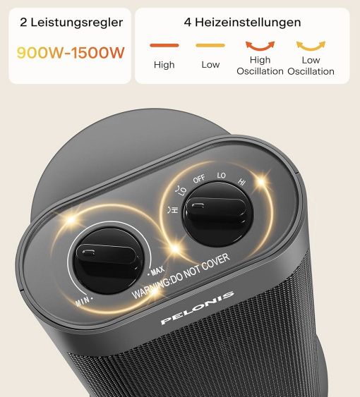 PELONIS 2.000W PTC Heizlüfter mit 3 Stufen für 23,39€ (statt 39€)