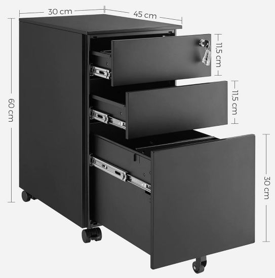 SONGMICS Rollcontainer & Aktenschrank mit 3 Schubladen für 61,99€ (statt 80€)