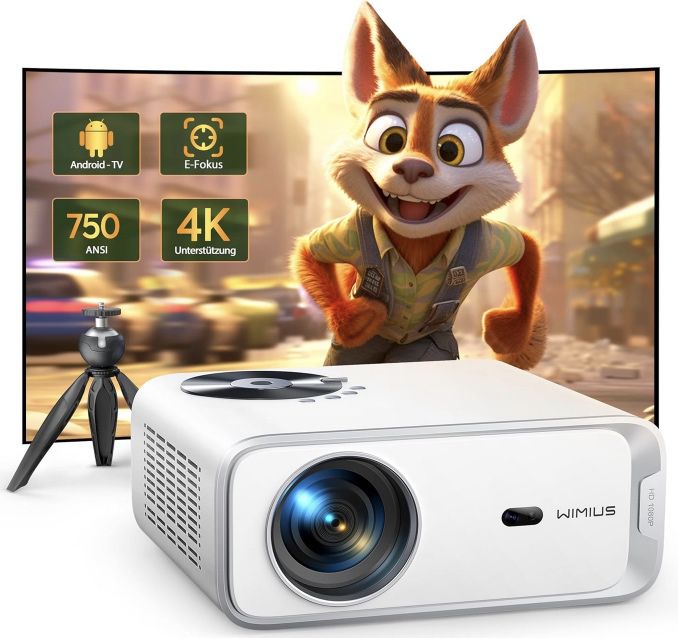 WIMIUS P63   1080p Beamer mit WIFI 6 & 750 ANSI Lumen für 181,35€ (statt 220€)