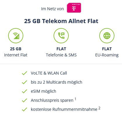 🔥 Telekom Allnet Flat von freenet mit 25GB LTE für 9,99€ mtl.