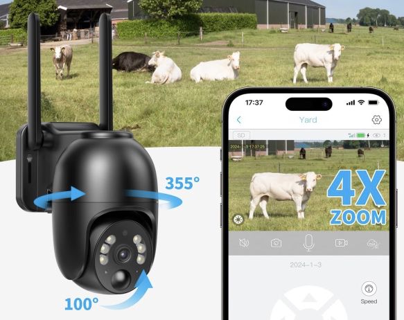 NUASI 4G Überwachungskamera mit 20W Solarpanel für 101,99€ (statt 170€)
